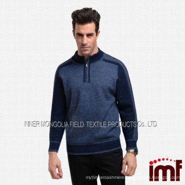 100 Cashmere Fall Winter Stand Collar Zipper Cardigan Men Sweater 2014